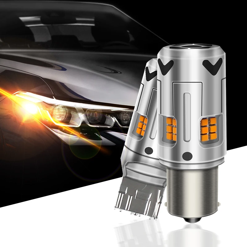 2x автомобиль 7440 светодиодный Нет Hyper флэш Янтарный Желтый 16 SMD 3232 T20 W21W 1156 7507 BAU15S