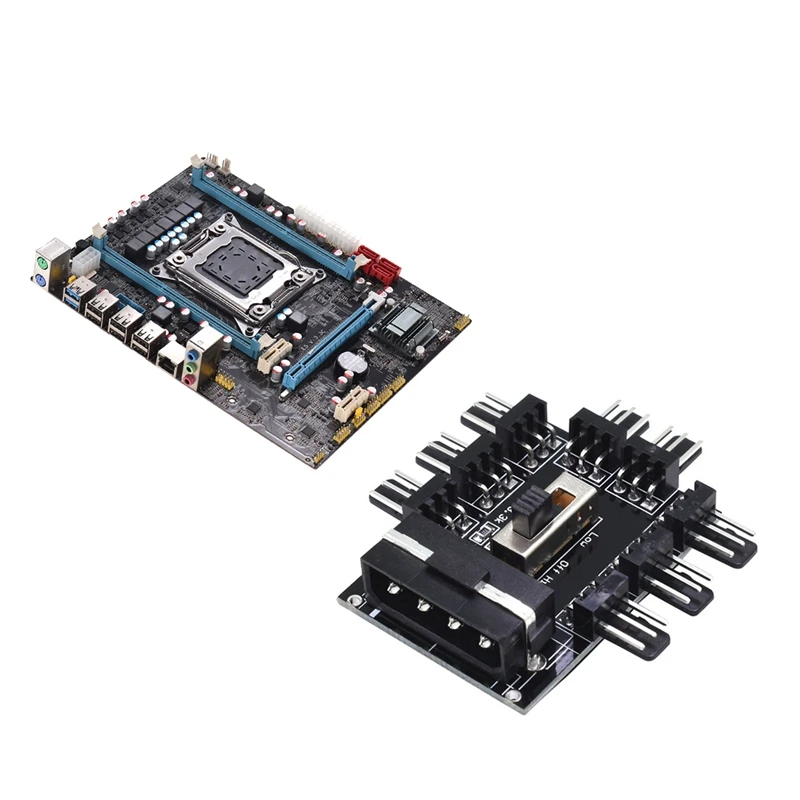 2 Pcs Motherboard : 1 E5 3.3C Lga 2011 X79 Lga2011 Socket Server & To 8 4Pin Molex Cooler Hu |
