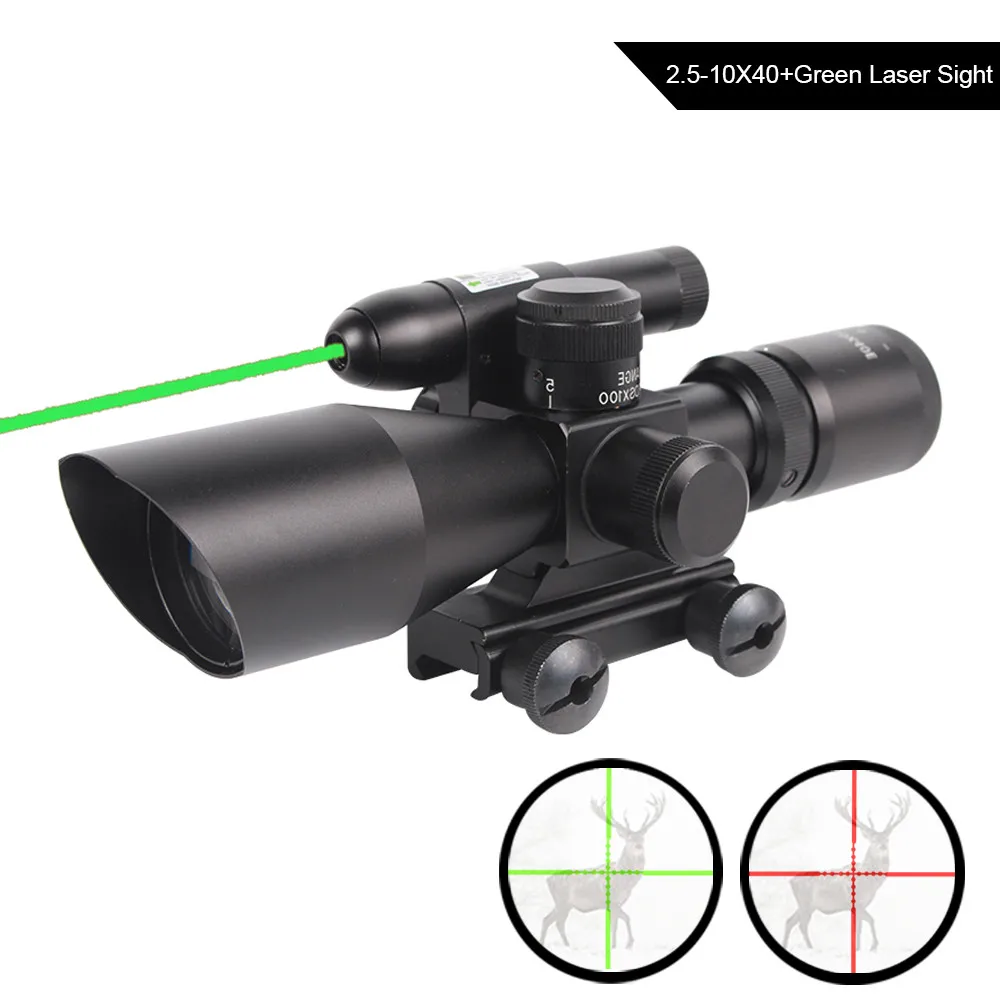 2 5 10x40 охотничий прицел красный зеленый Mil точка зрения Crosshair Red dot с лазер 20 мм