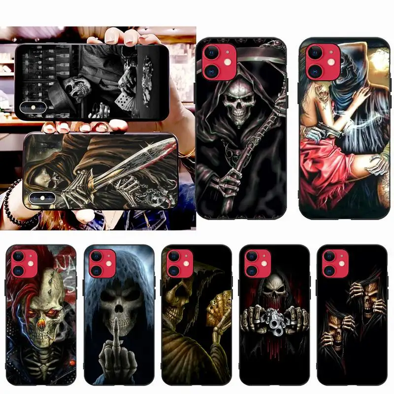 

YJZFDYRM Grim Reaper Skull Shell Phone Case for iPhone 11 pro XS MAX 8 7 6 6S Plus X 5S SE 2020 XR case
