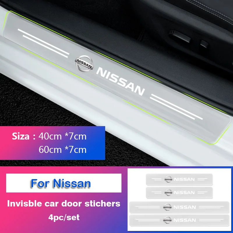 

4Pcs Car Styling Threshold Door Sill Pedal Protector PVC Stickers For Nissan Qashqai X-trail Juke Sunny Auto Accessories Goods