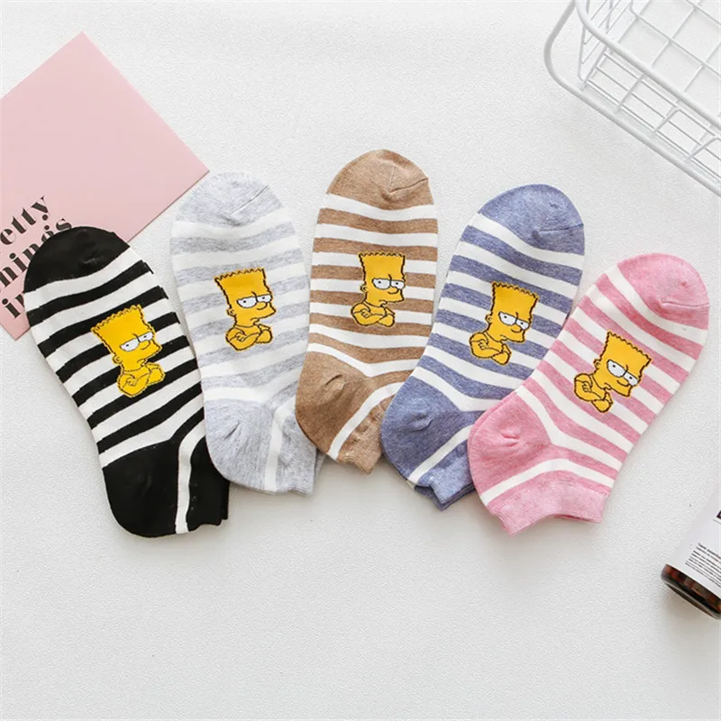 16-5Pairs 5 пар, женские хлопковые носки с рисунками животных, розовые милые короткие носки с котом, короткие носки, повседневные носки с ушками животных и красными сердечками для девочек, Размеры 35-40 - Цвет: 16-5Pairs