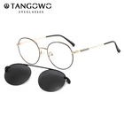 Мужские и женские очки 2 в 1 TANGOWO, круглые винтажные очки с металлической оправой, магнитные поляризационные солнцезащитные очки с клипсой UV400, очки DP33053A
