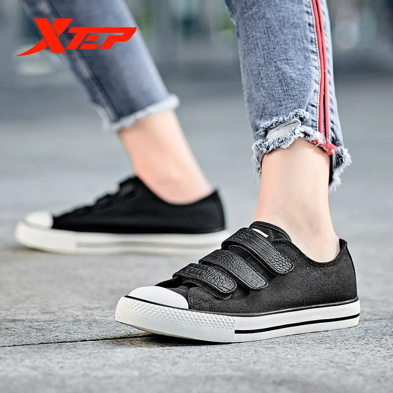 XTEP/Женская парусиновая обувь женская черная для скейтбординга прогулочная