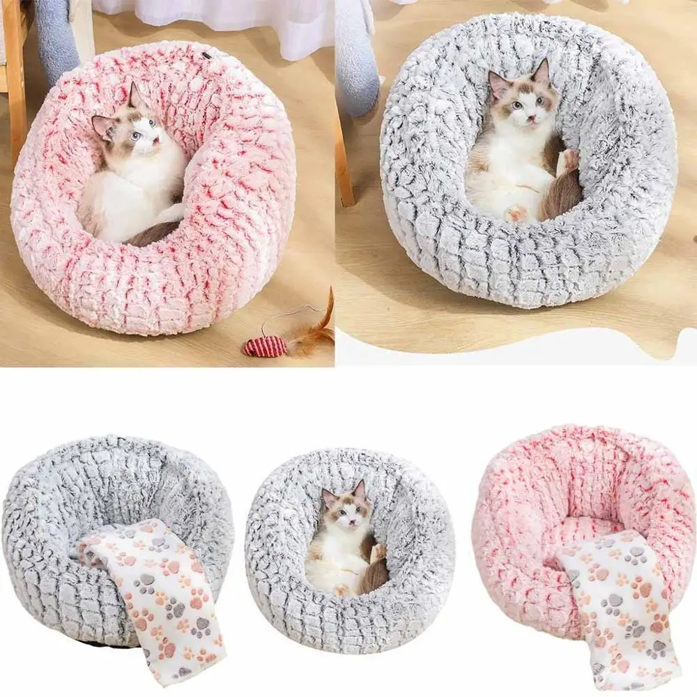 Кровать для домашних животных кошек и собак теплый уютный домик мягкие флисовые