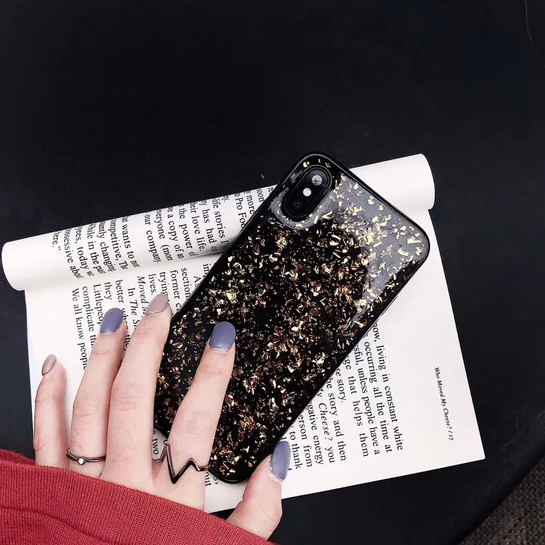 Черный мягкий чехол для iphone X, XR, XS, MAX, 10, 11 Pro, MAX, 7, 8, 6, 6s Plus, силиконовый чехол из золотой фольги и ТПУ, защита от падения