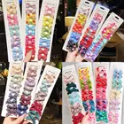 10 шт.партия, новинка, симпатичная детская одежда с принтом, в горошек, с узлом-бантиком, резинка для волос, комплект Цвет заколка для волос, для девочек Милая повязка на голову, модные аксессуары для волос