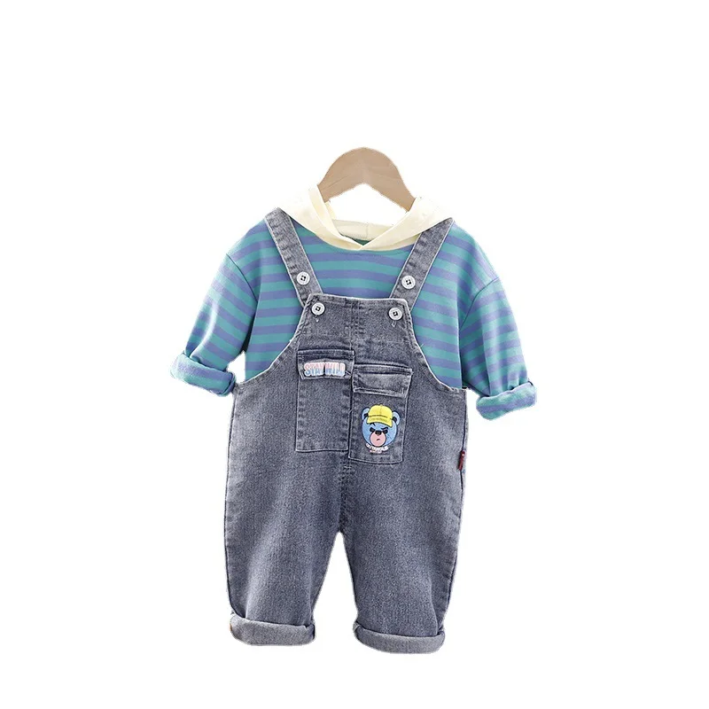 

Spring Autumn Baby Cotton Clothing Sets Children Boy Girl Clothes Kids Fashion Hoodies Overalls 2Pcs/Set Toddler Stripe Costume