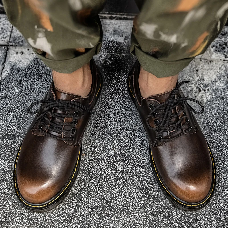 Мужская кожаная обувь Коллекция 2020 года Классические модные коричневые зимние
