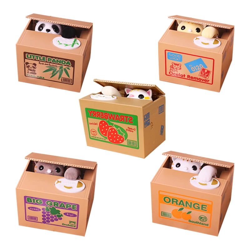 

Panda Coin Box Kids Money Bank Automated Cat Thief Money Boxes Toy Gift for Children Coin Piggy Money Saving Box cute piggy bank
