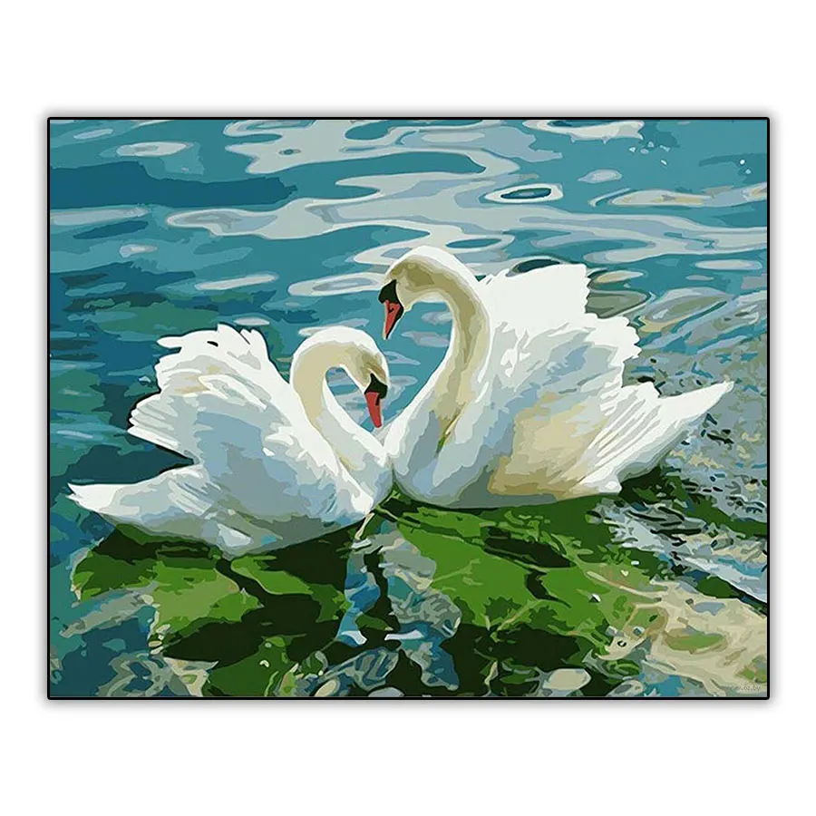 Алмазная 5d картина с изображением белого лебедя сделай сам мотивом пейзажа