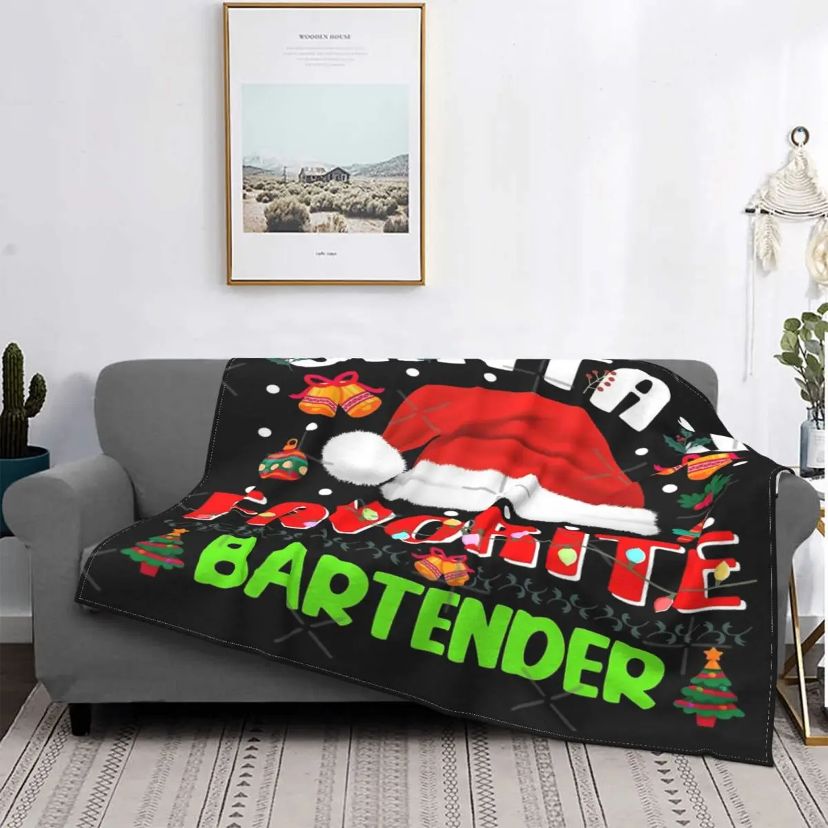 

Santa'S-Manta divertida de barman, colcha para cama a cuadros, toalla, manta térmica, colcha, 220x240