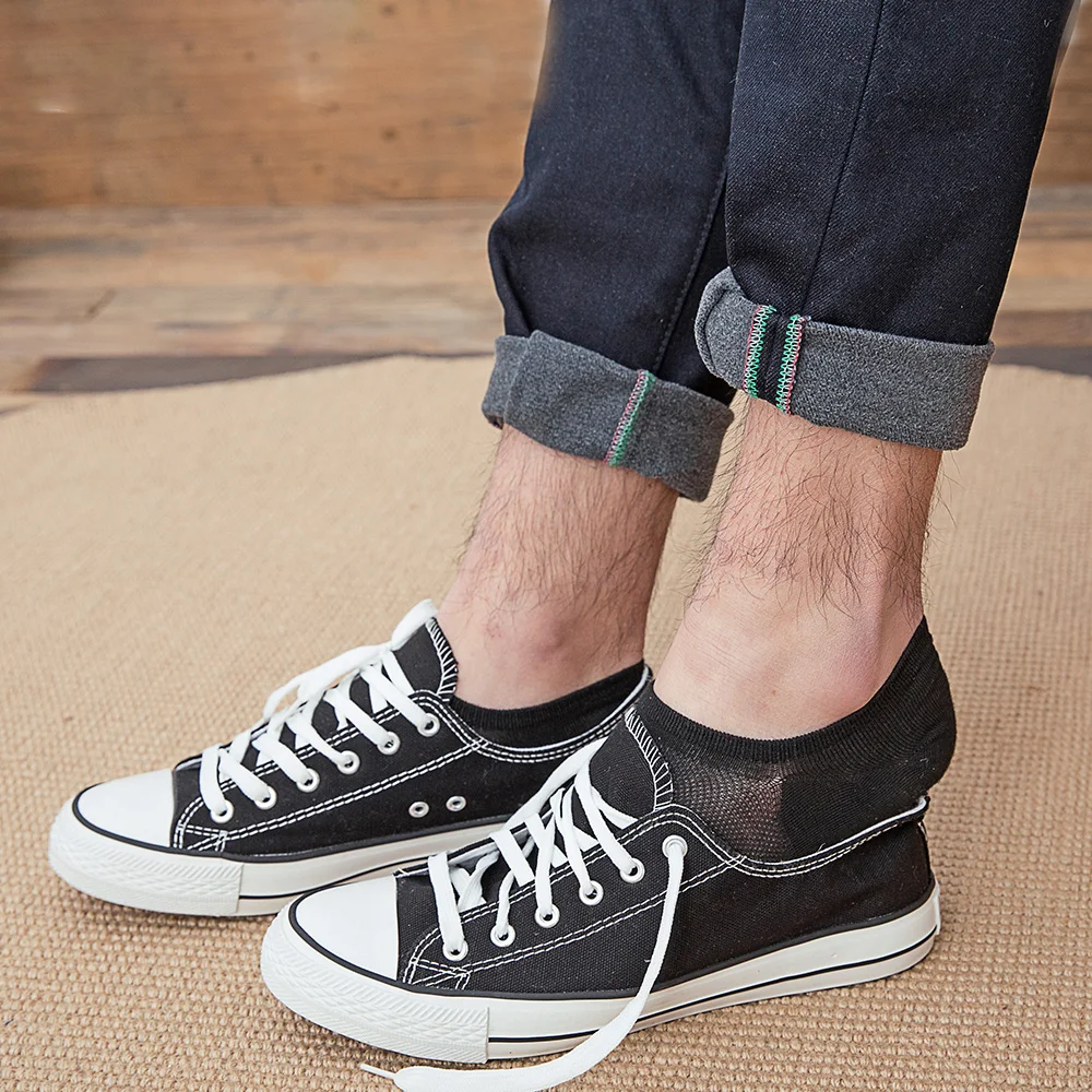 2021 New Japanese Bamboo Men's Invisible Socks 10 Pairs Summer Breathable Deodorant Silicone non-slip Mesh Ankle socks Thin