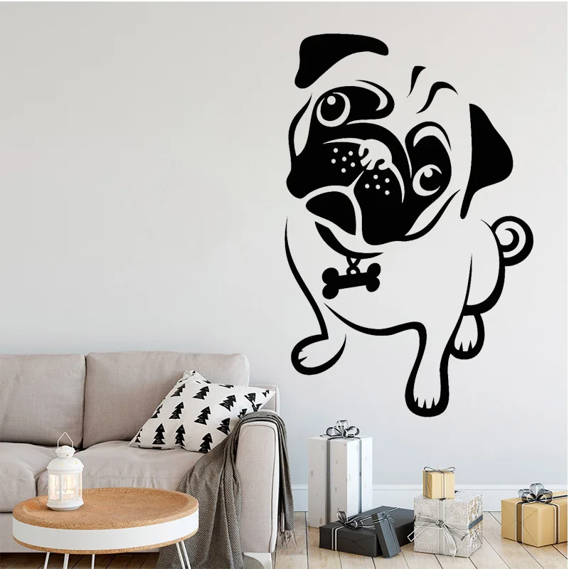 

Pug Dog Wall Stickers Cartoon Puppy Vinyl Decals Cute Animal Mural Kids Bedroom Living Room Decoration O215