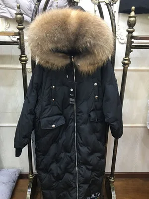 2021 зимняя модная женская обувь цвета на гусином пуху куртка с большой мех енота