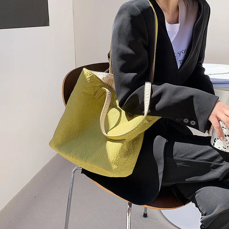 

Female High Capacity Handbags Simple Big Tote Bags for Women 2021 New Quality Shoulder Bag PU Leather Ladies Shopping Bags