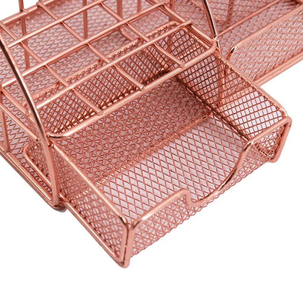 

Office Accessories Metal Pen Holder Barrel Organizador Student Grid Accessories Mesh Storage Box Seven Storage Rack Desk De I9F3