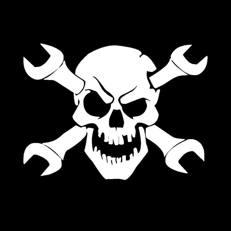 

Cartoon Skull Mechanic Wrench Car Sticker Waterproof Boot Sunscreen Decals Pvc 15cm X 10cm