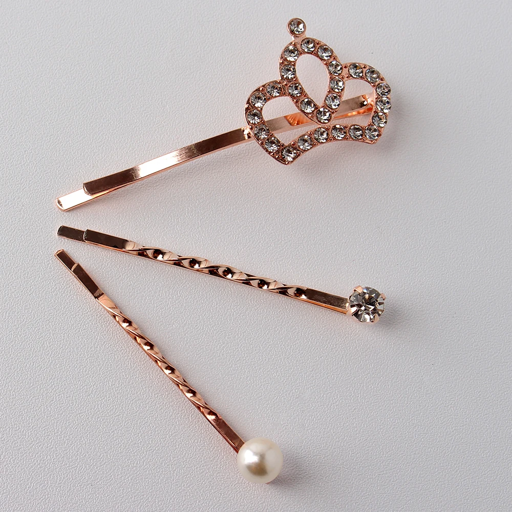 3 шт. один набор Модные женские заколки для волос милые стразы аксессуары