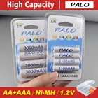 Аккумуляторная батарея PALO 1,2 в AA + AAA NI MH AA 3000 мАч AAA 1100 мАч для фонарь, игрушек, часов, MP3-плееров, сменная никель-металлогидридная батарея