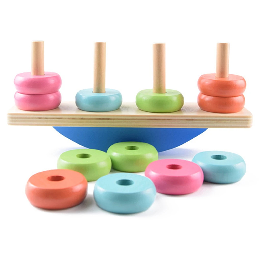 

Stacking Rings Toy Wooden Rainbow Stacker Toddler Learning Toys for Baby Toy