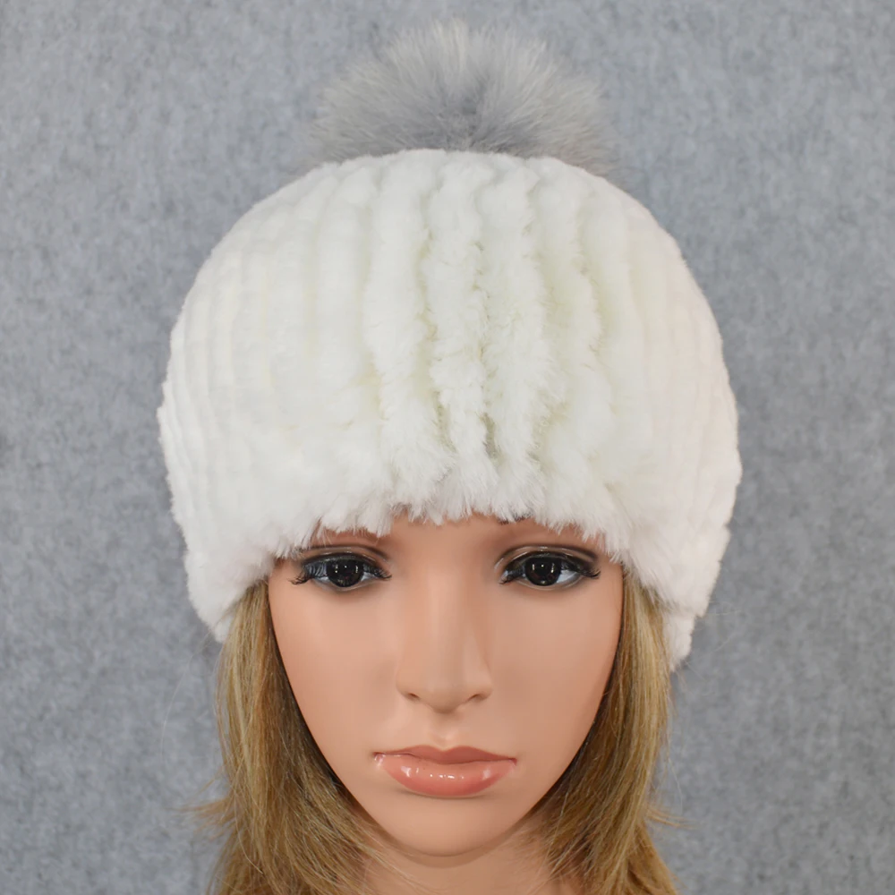 Новое российское изобретение женские натуральный шапка из меха кролика рекс