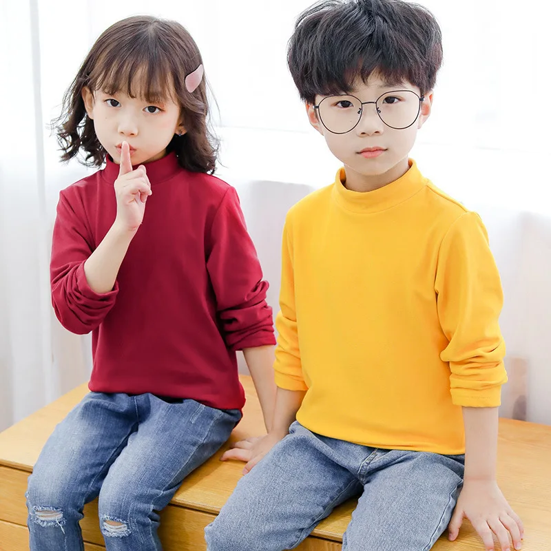 

Tee Shirt Solid Color Basic T Shirt Girls Boy Casual O-neck Long Sleeve Basic Korean Tops Tshirt for Kids 2020 New Spring Autumn
