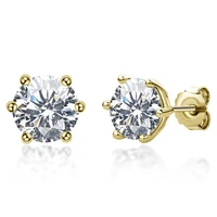 100 real 0 5ct 1ct moissanite stud earrings gra certification 925 sterling silver gold earrings for women wedding fine jewelry