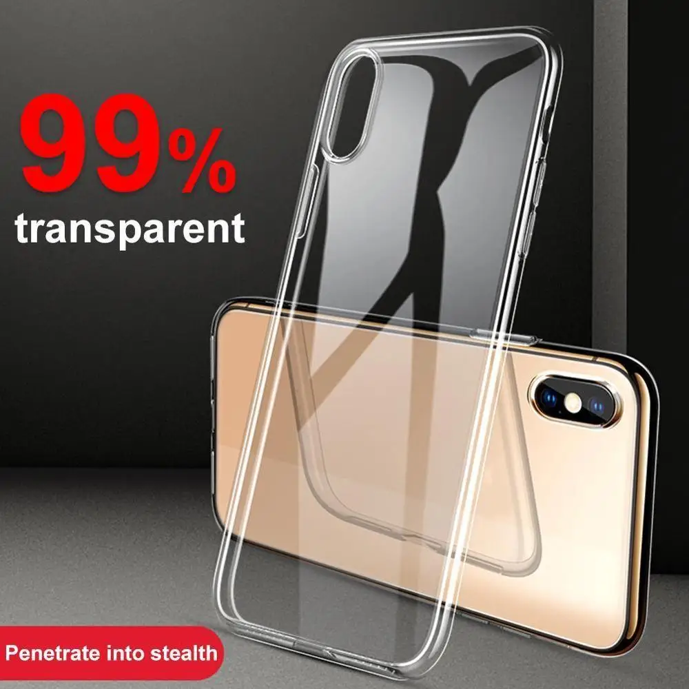 Градиент цвета прозрачный чехол для телефона для iPhone X XR XS Max 6 S 6 S 7 8 Plus 7Plus Прозрачный мягкий силиконовый разноцветный чехол - Цвет: Transparent