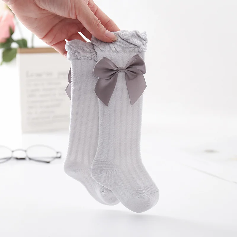 Милые детские носки с бантом летние тонкие кружевные дышащие гольфы для