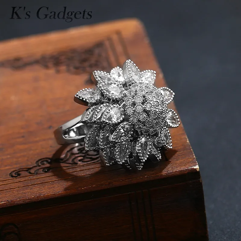 K's Gadgets кольцо с большим австрийским кристаллом кубическим цирконием для женщин