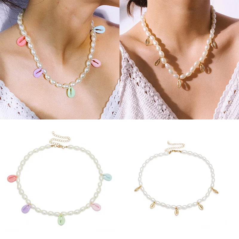 Новый дизайн имитация жемчуга колье ожерелья для женщин Бохо разноцветная