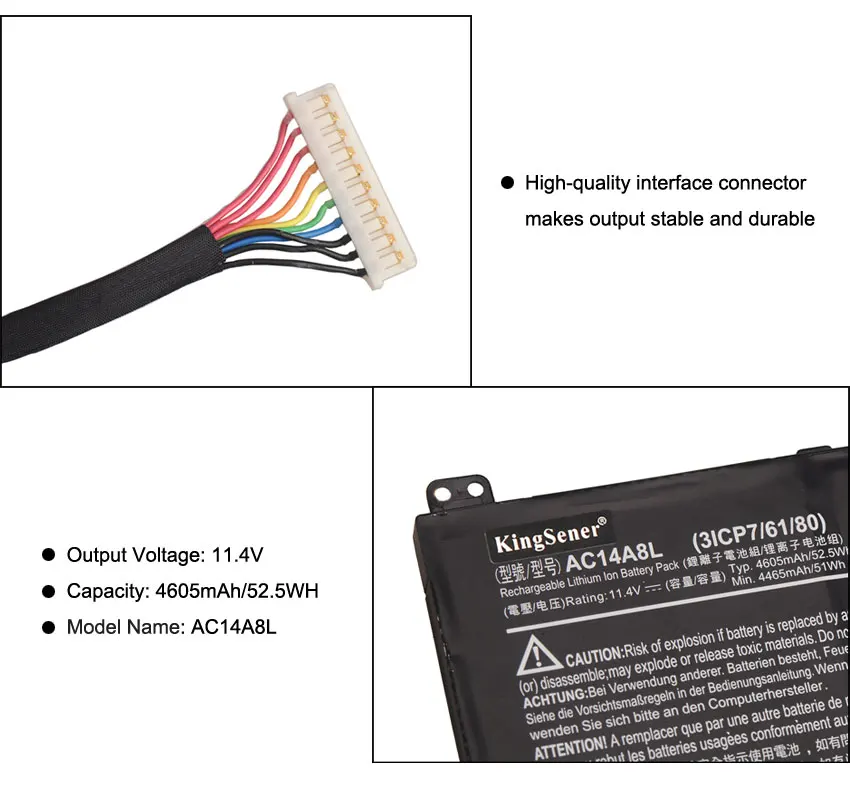 Аккумулятор для ноутбука KingSener AC14A8L Acer Aspire VN7 571 571G 591 591G MS2391 KT.0030G.001 11 4 V 4605mAh|battery for