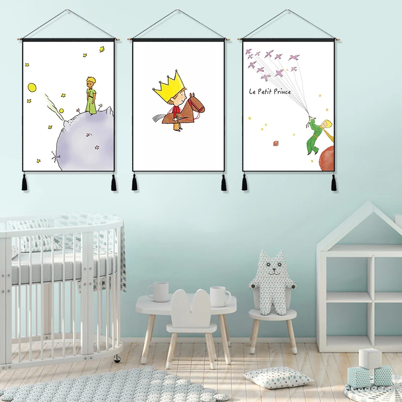 Лошадь Звезда Маленький Le Petit принц Роза лиса висит ткань хлопок линия Живопись