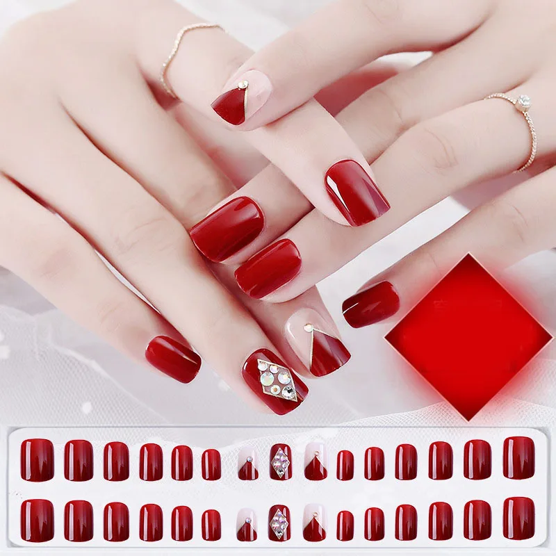 

30Pcs New High Quality Full Cover Soft Material Nail Fashion Colorful Japanese Style Bride Finger False Nails for Women
