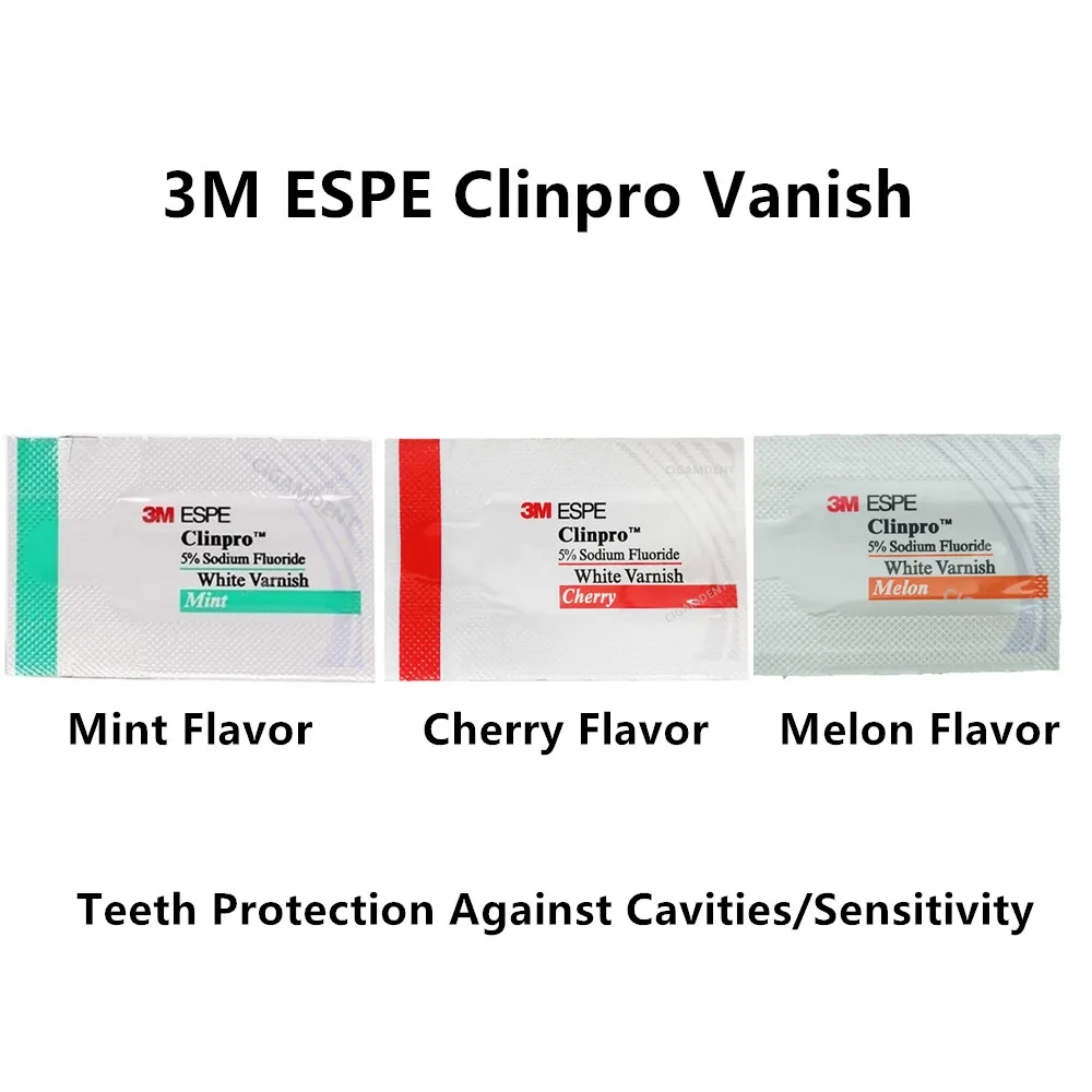 

2Packs 3M ESPE Clinpro Vanish Dental 5% Sodium Fluoride White Varnish Cherry Mint Melon Flavor Desensitizing Gel Teeth Whitening