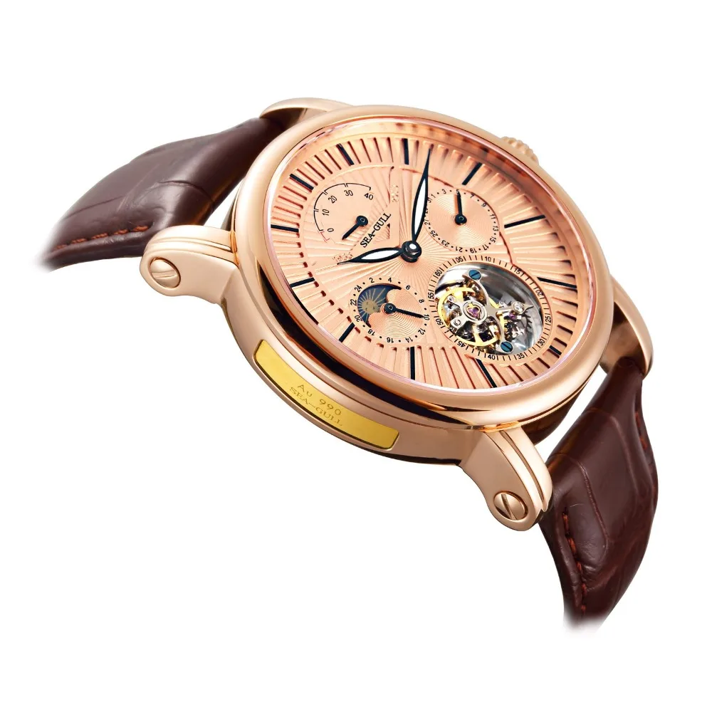 Механические часы Seagull Tourbillon, запас мощности, индикатор дня и ночи, ручные мужские часы 518,6806 с сертификационной бумагой