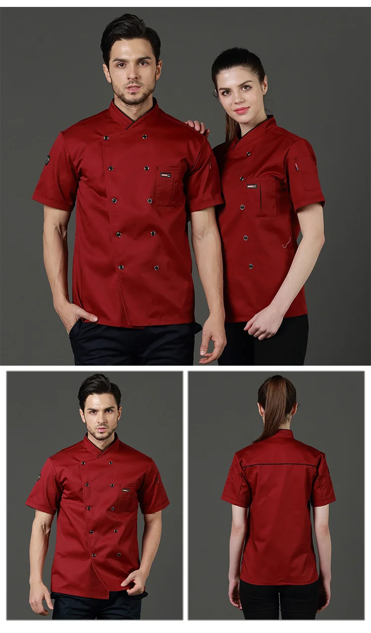 Chef Uniforms Food Service Restaurant Kitchen Workwear Women Men Short Sleeve Double Breasted Catering Jackets Tooling Uniform