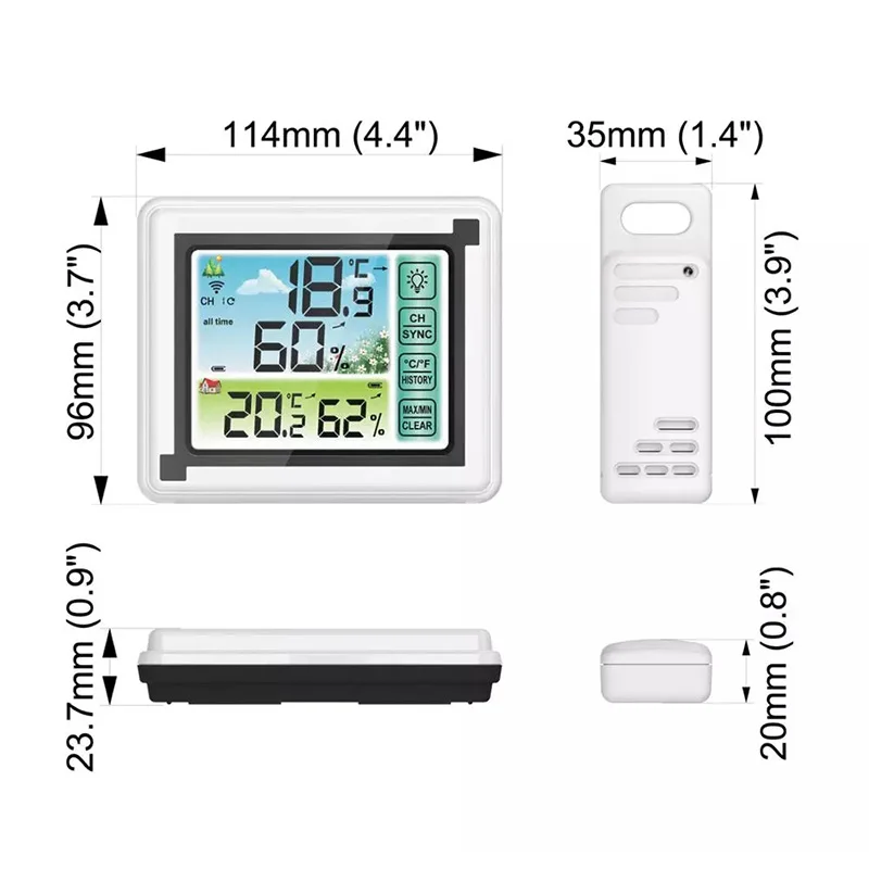 

Color Touch screen Weather Station + Outdoor Forecast Sensor Backlight Thermometer Hygrometer Wireless Weather