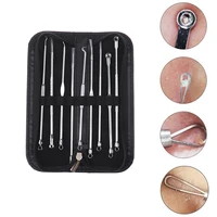 double head face care tool 9pcs facial acne blackhead remover needles extractor pimple blemish comedone removal kit