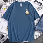 Футболка мужская с принтом Ленивец, винтажная уличная одежда в японском стиле с круглым вырезом, одежда в эстетическом стиле