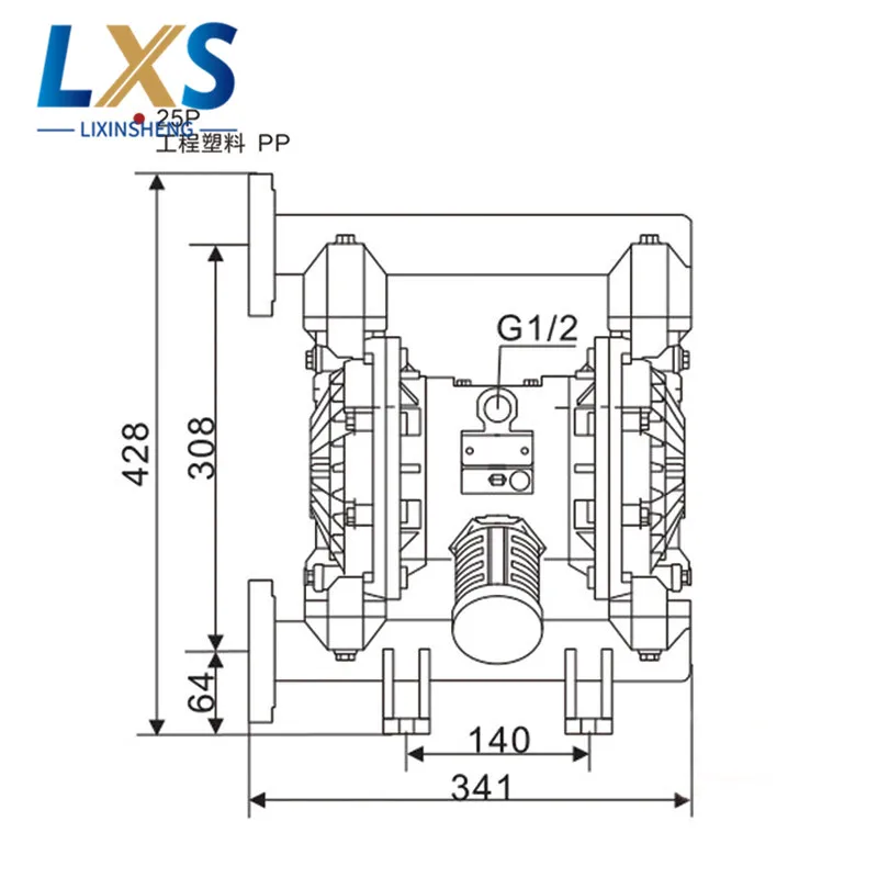 BML 25P двухсторонний пневматический диафрагменный насос 159L/мин PTFE циркуляционный