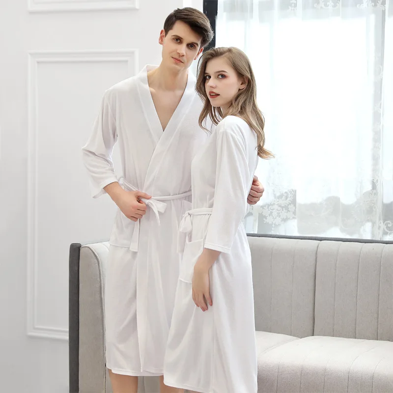 

Lovers Sleepwear Kimono Bathrobe Gown Soft Toweling Terry Robe Male Casual Home Bathrobe Hotel Robe Men And Women Nightgown