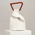 Женская сумка из искусственной кожи, с акриловой ручкой, однотонная летняя сумка-мешок нестандартной формы, 2021