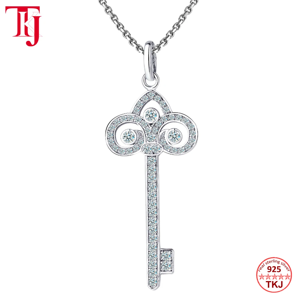 

TKJ Egypt Style Key of Life Silver Necklace with AAAA+ Cubic Zirconia Gift For Women Lover Pendant