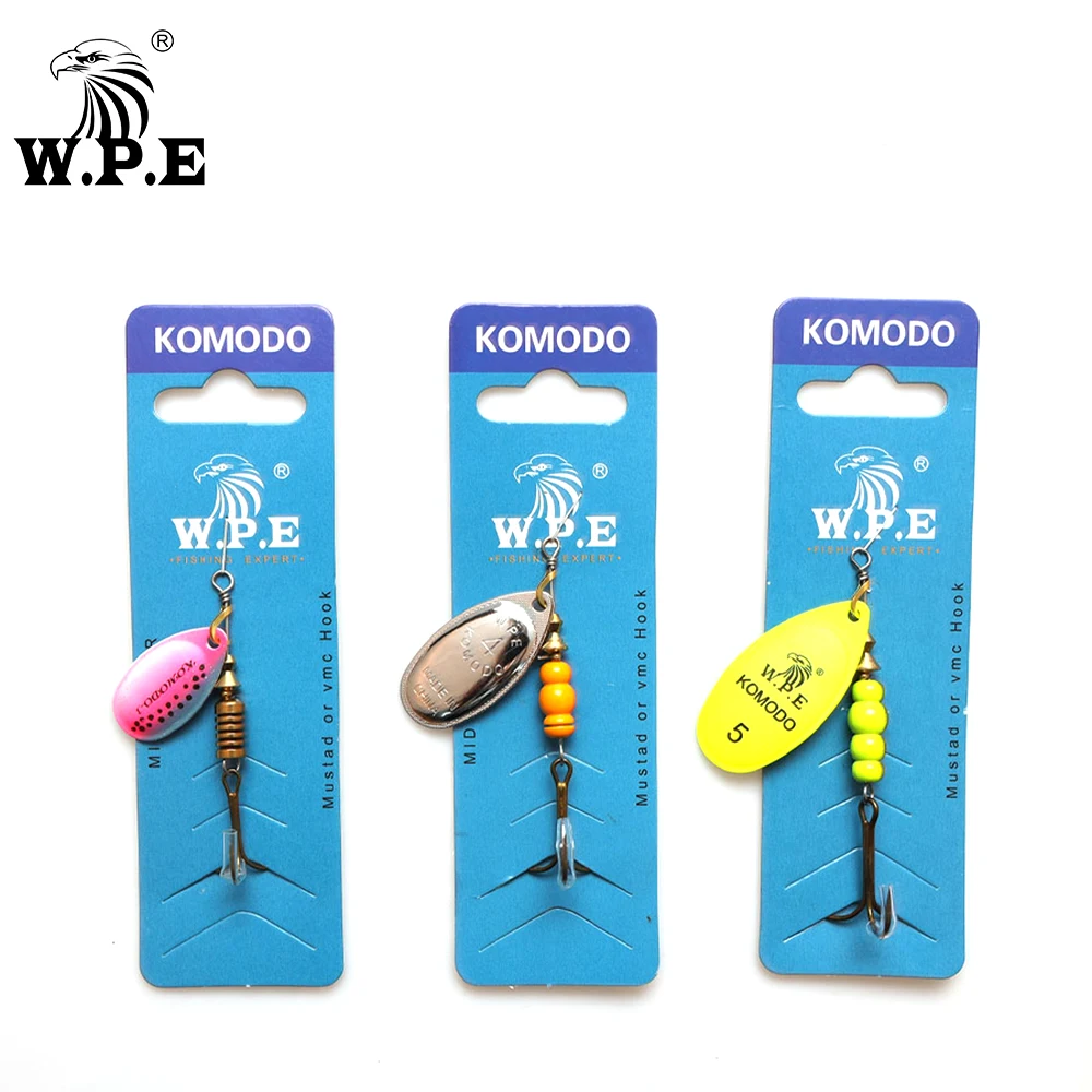 W.P.E Бренд 2шт. Колеблющая приманка 6.5г/9.7г/13.4г для ловли окуня Рыболовная приманка Металлическая ложка с тройными крючками Приманка для жестких кранков.