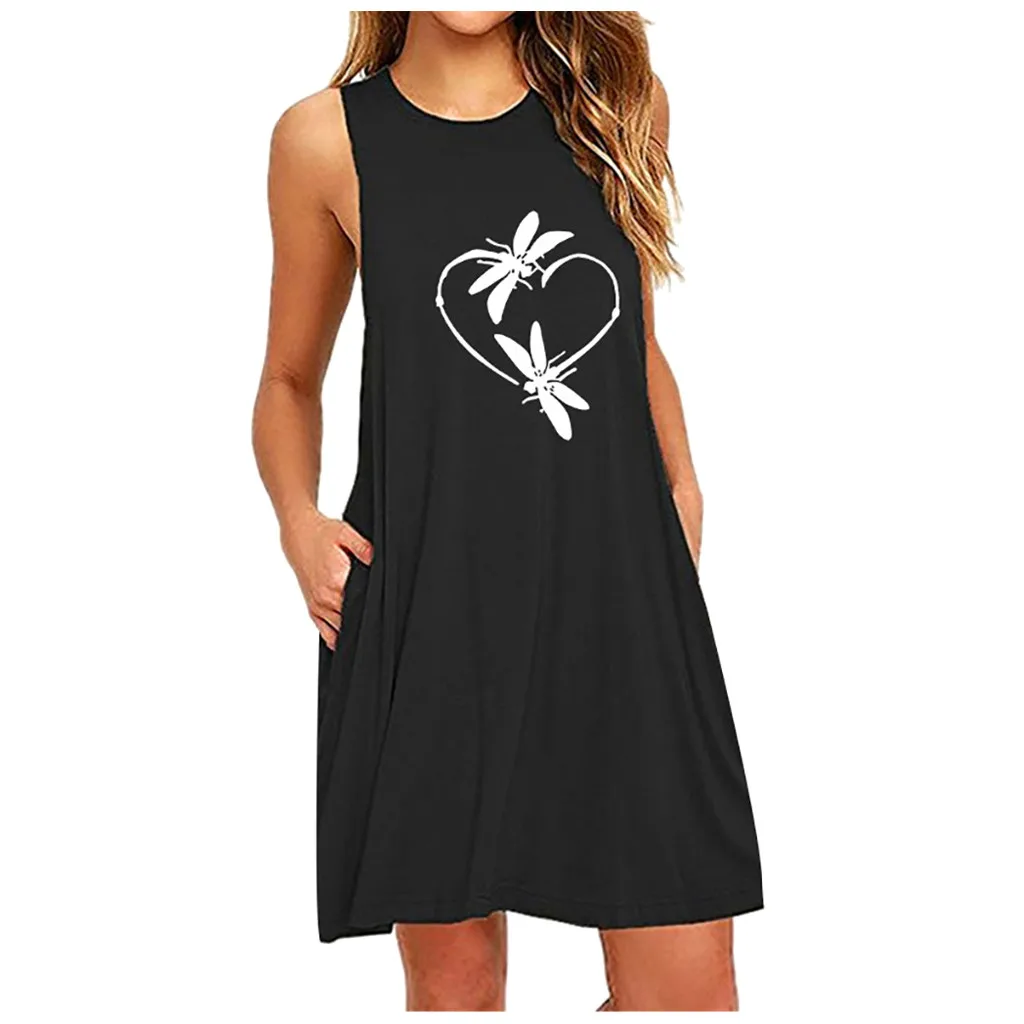 

Womens Underwear Dragonfly Printing Sleeveless Casual Nightdress Plus Size 6XL Dresses Summer Costumes conjuntos de mujer g4