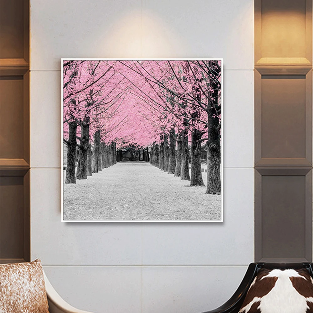 На заказ скандинавские простые розовые картины по дереву Ручная роспись холст