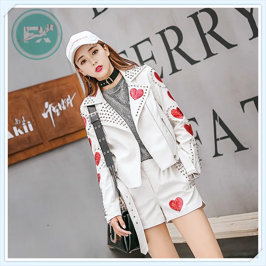 

G. Новинка, кожаная одежда SKY, топы, кожаная куртка, блестящие нашивки, украшение, женская мотоциклетная одежда из искусственной кожи, Женская...