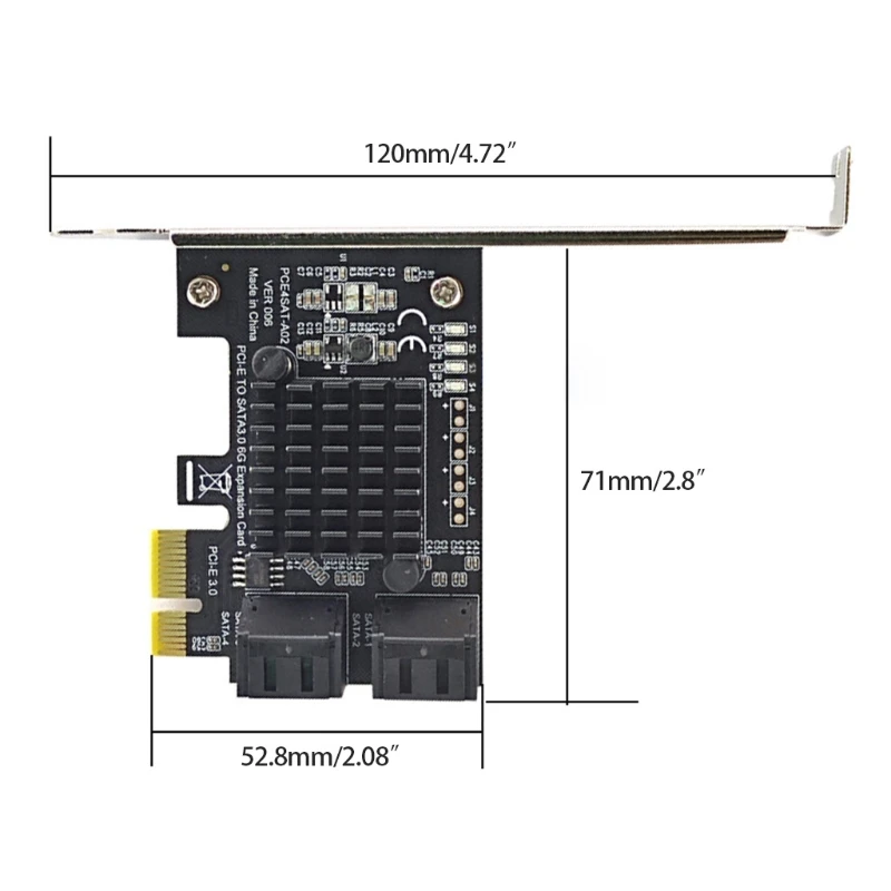 

2021 карта расширения NewPCIe с 4 портами SATA контроллер со стандартным профильным кронштейном 6 Гбит/с PCIe на SATA 3,0 контроллер хоста